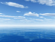 Illustration: cloudy sky leaving horizon above blue surface of sea cloudy sky leaving horizon above blue surface of sea