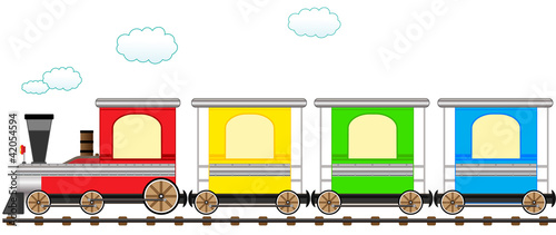 Vector: cartoon isolated cute train with colorful carriage in railroad cartoon isolated cute train with colorful carriage in railroad