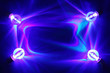 Four lamps illuminated brightly on deep blue background