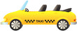 cute cartoon isolated taxi car cabriolet on white background