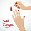 Vektor: Woman hands putting a varnish on nails Woman hands putting a varnish on nails