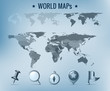 World map vector: political, dotted, solid. Navigation Icon pack