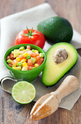 Photo: Avocado, tomato, mango salad Avocado, tomato, mango salad