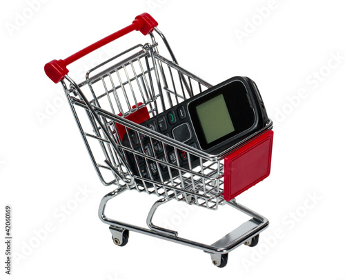 Photo: Shopping Cart with a cell phone Shopping Cart with a cell phone