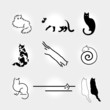 Set of vector design elements monochrome stylized cats