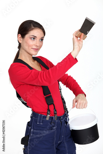 Photo: Female plasterer Female plasterer