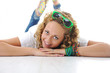 Photo: Young teen girl lying on floor Young teen girl lying on floor