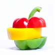 Fresh colorful sweet peppers sliced