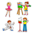 Vector: Children practicing their hobbies Children practicing their hobbies