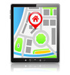Black Tablet PC with map on the screen