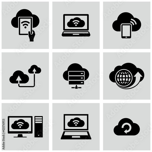 Vector: Cloud computing icons set. Cloud computing icons set.