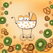 Vector: parm and kiwi fruits parm and kiwi fruits