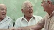 Group of happy elderly men laughing and talking