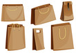 Vector: Set of paper packaging packages (bags) with rope handles Set of paper packaging packages (bags) with rope handles