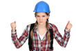 Women with helmet