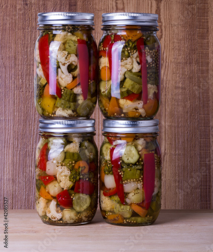 Photo: Mixed vegetables preserved in jars Mixed vegetables preserved in jars