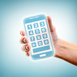 Holding smartphone