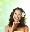 Photo: Spa Girl over nature background Spa Girl over nature background