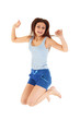 Foto: young woman jumping young woman jumping