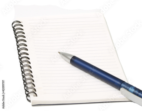 Photo: Blue pen on blank page Blue pen on blank page