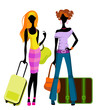 Vector: Girls with suitcases Girls with suitcases