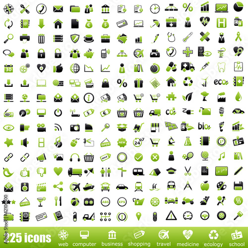 Vettoriale: 225 green icons 225 green icons