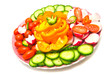 vegetables on a plate close-up on white