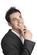 Young professional looking up