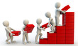 Illustration: 3d human characters making graph of growth 3d human characters making graph of growth