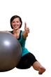 motivierte Frau mit Gymnastikball - Freisteller