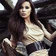 Photo : Beautiful woman spending time in park Beautiful woman spending time in park