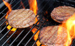 Sizzling hamburgers on the grill