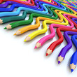Abstract background line of colour pencil as rainbow illustratio