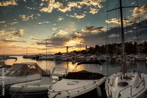 Photo: Cruise boats in Adriatic sea with sunset light Cruise boats in Adriatic sea with sunset light