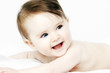 Portrait of a cute little baby on a white background