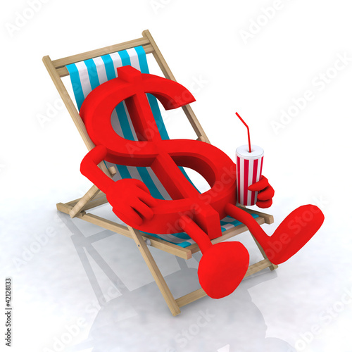 Illustrazione: dollar sign above beach chair dollar sign above beach chair