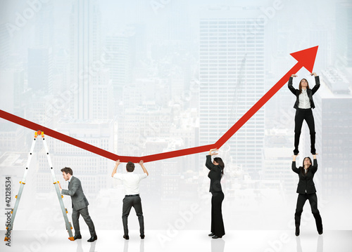 Foto: Teamwork and corporate profit Teamwork and corporate profit