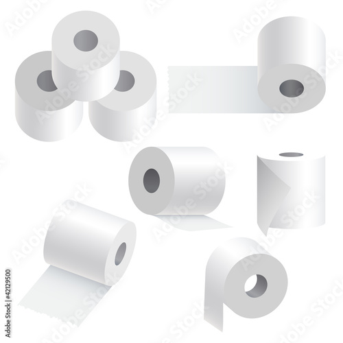 Vector: Toilet paper set on white background. Toilet paper set on white background.