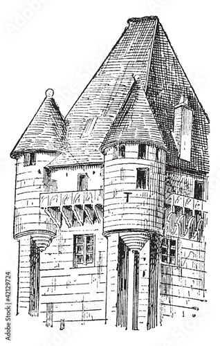 Vector: Turrets, vintage engraving. Turrets, vintage engraving.