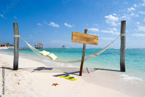 Ilustração: Beach relax and sign Beach relax and sign