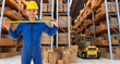 Warehouse worker with tape measure b
