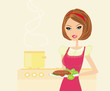 Beautiful lady cooking