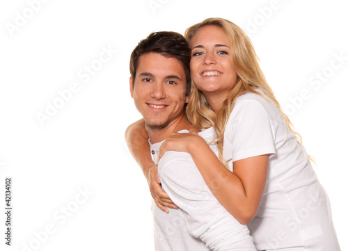 Photo: Lachendes junges Paar hat Spaß und Freude. Lachendes junges Paar hat Spaß und Freude.