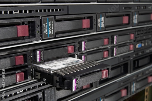 Photo: server with open disk enclosure server with open disk enclosure