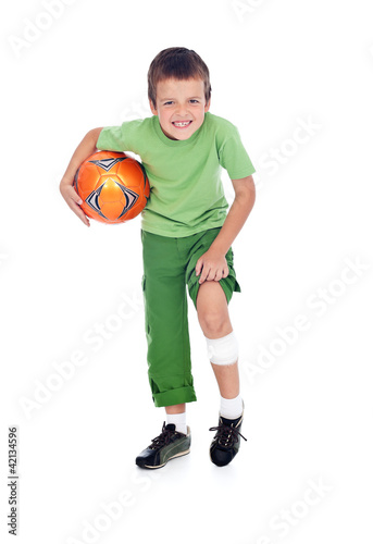 Foto: Injured boy with soccer ball Injured boy with soccer ball