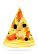 Pizza slice on white background.