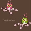 Two funny, love the owl sitting on a flowering branch