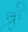 Thinking man with a question mark