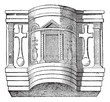 Pulpit of the Cathedral of Ravenna, vintage engraving.