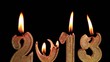 Happy New Year 2013, candles burning, time lapse, reversing